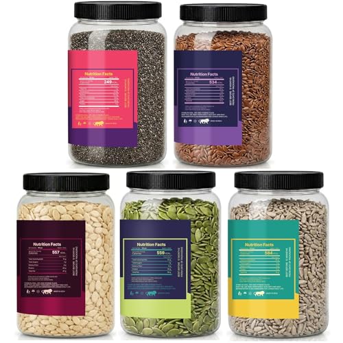 Image of LILA DRY FRUITS 5 Seeds Combo Pack Chia Flax Pumpkin Sunflower Watermelon Seed Mix 250 g x 5 for Eating Healthy Raw Seeds Mix Superfood Snack High Fiber Protein Rich Daily Nutrition