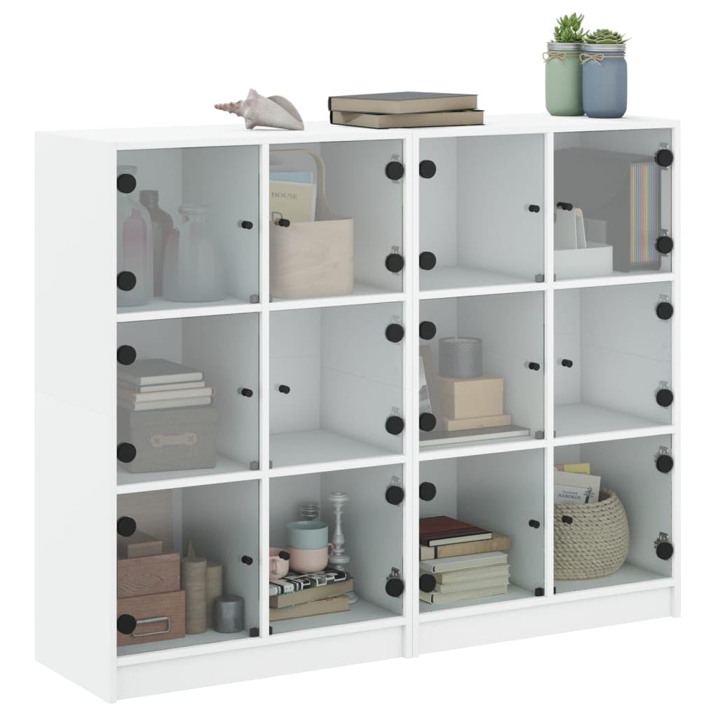 Bücherregale mit 12 Würfeln, bodenstehend, mit 12 Glastüren, Bücherregal, Heimdekoration, Möbel für Zuhause, Büro, Wohnzimmer, Schlafzimmer (weiß)