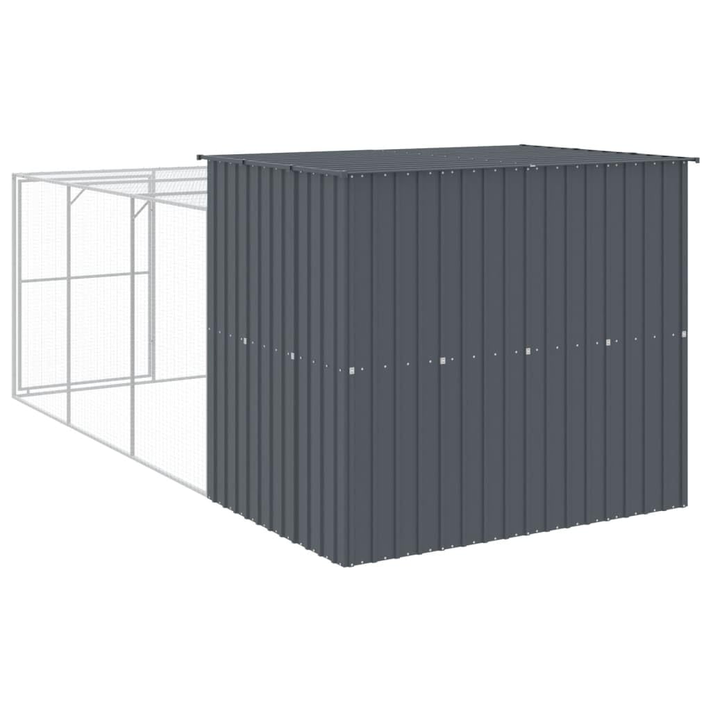 Chenil d'extérieur pour Chien, Enclos Niche Cage pour Chien Métal Niche pour Chien avec Cour Anthracite 214x457x181 cm