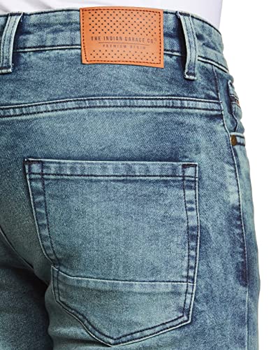 Image of The Indian Garage Co Men Regular Fit Solid Mid-Rise Stretchable Jeans
