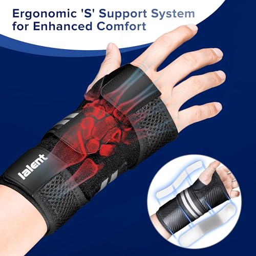 Lalent Carpal Tunnel Wrist Support Brace with Metal Splint Stabilizer Wrist Splint for Men and Women Hand Support for Arthritis Tendonitis, Sprains, Pain Relief RSI, Sports Protect (Right Hand, S/M) - Image 3