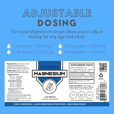 FWS Magnesium Citrate Liquid Drops for Adults and Kids, Pure Magnesium Citrate, Organic, Non-GMO, Vegan, Supports Sleep Calm Energy Muscles Nerves, Easy Adjustable Dosing, 4 Month Supply, 4 oz