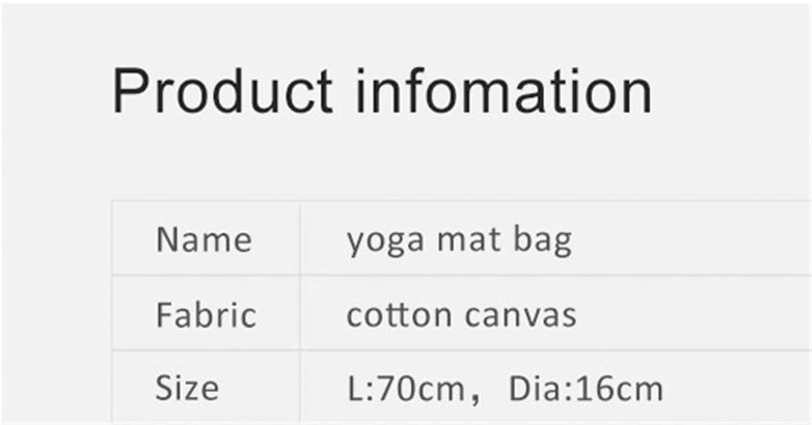 Borsa Per Tappetino Yoga Canvas Cotton Yoga Mat Bag with Large Zipper Opening Easy Loading