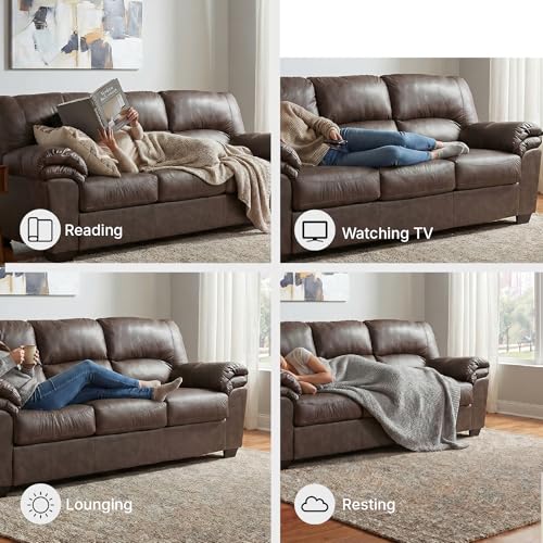 Image of Signature Design by Ashley Faux Leather Living Room Sofa, Umber