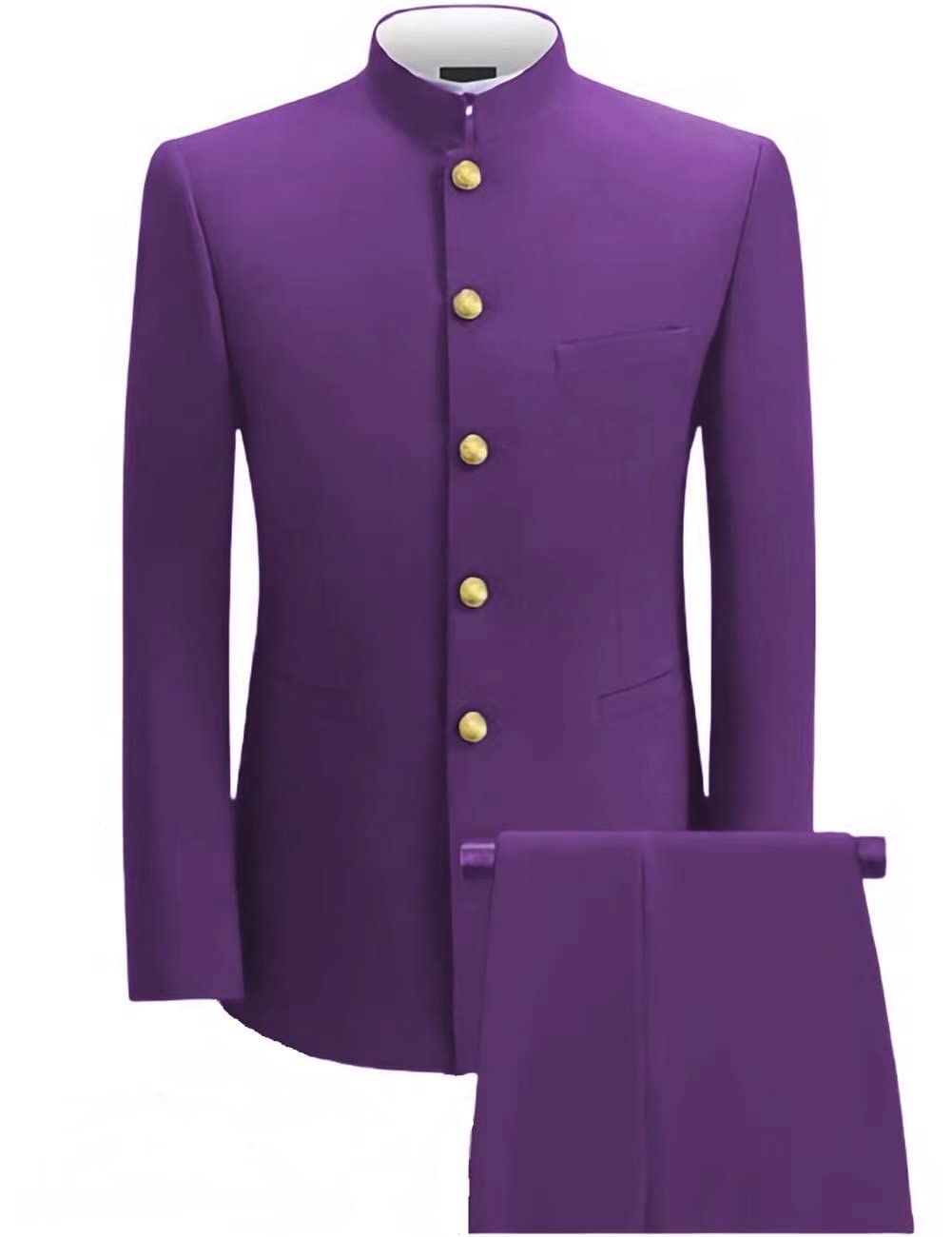 Mandarin Collar Suit for Men 2 Pieces Chinese Tunic Suits Formal Traditional Uniform for Wedding Festival