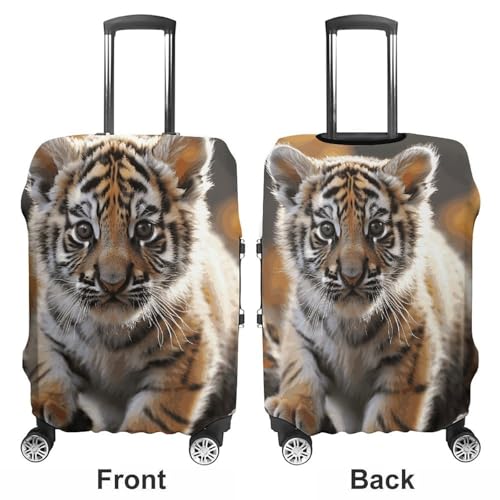 Cute Tiger Travel Luggage Cover Anti-scratch Suitcase Cover Elastic Suitcase Protective Cover Fits 19-32 Inch Luggage S3