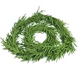 9FT Real Touch Artificial Norfolk Pine Garlands， Green Artificial Greenery Garland Lifelike Faux Pine Branches for Christmas Holiday Decor, Indoor Outdoor Home Wedding Decoration (Green, 9FT)