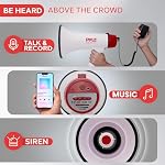 Pyle Megaphone Speaker PA Bullhorn - with Built-in Siren Rechargeable Battery, Auxiliary Jack 40 Watts & 1000 Yard Range - Record Function Ideal for Football, Baseball, Basketball Cheerleading Fans and Coaches or for Safety Drills - PMP48IR - Image 3