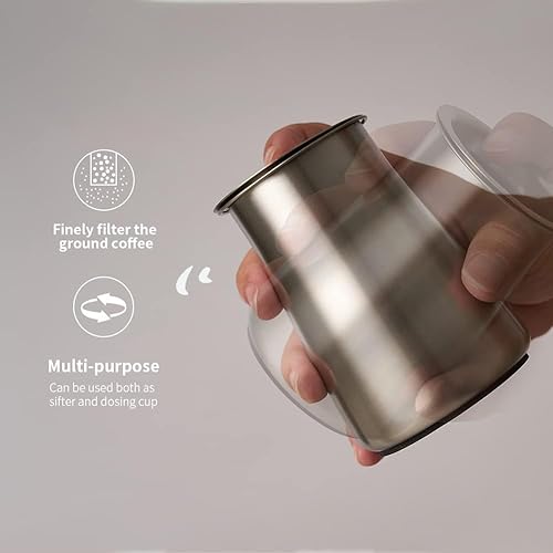 Miniatura 3 de watchget Tamiz de café - Tamiz de café en polvo de acero inoxidable de malla fina de 820.2 ft - Base antideslizante, plateado