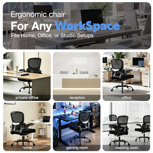 Image of ALLGOD Ergonomic Office Chair, Breathable Mesh Ergonomic Desk Chair with Adjustable Lumbar Support, Flip-up Armrests, Computer Chairs Comfortable for Home, Office, Work, 300lbs, Black (6Pack)