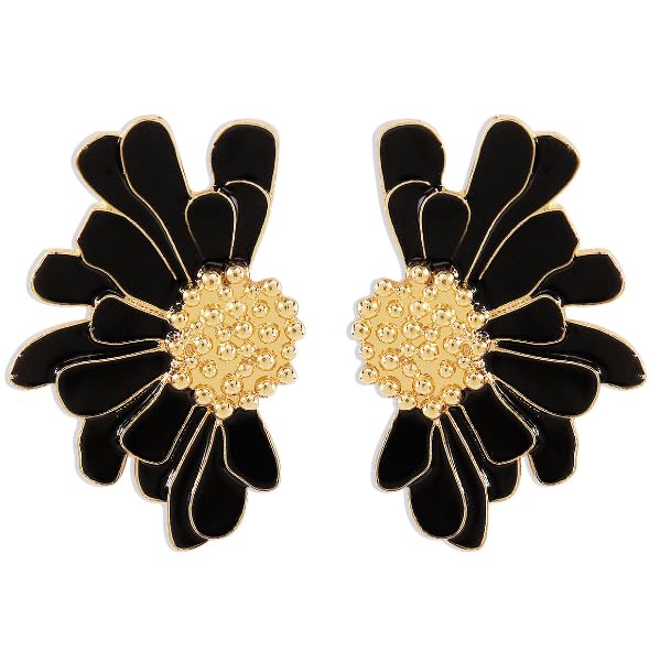 Womens Daisy Flower Petal Shaped Cloud Drip Effect Gold Earring, Dainty Floral Stud Earrings, Fashion Earrings For Women, Elegant Studs Hypoallergenic, Stylish Flower Motif Earring(Black) (B0CT2DP4SS) Amazon Price History, Amazon Price Tracker