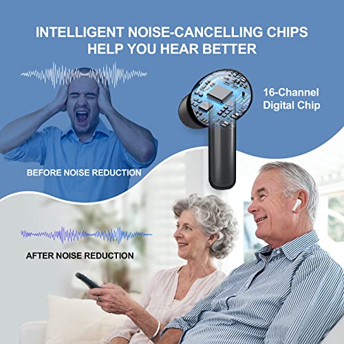 Hearing Aids For Seniors And Adults, Rechargeable Bluetooth Hearing Aids,16 Channels Hearing Amplifiers With Touch Control And Button Control, With Noise Cancellation (Black) #TOP3