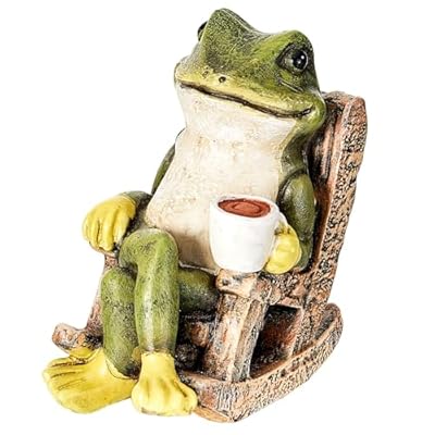 Jetec Miniature Frog Garden Statue Gifts Yard Decorations Fairy Garden Accessories Outdoor Frog Decor Art Housewarming Party Birthday Gift for Patio, Yard, Lawn Ornament for Women Mom Family Friend