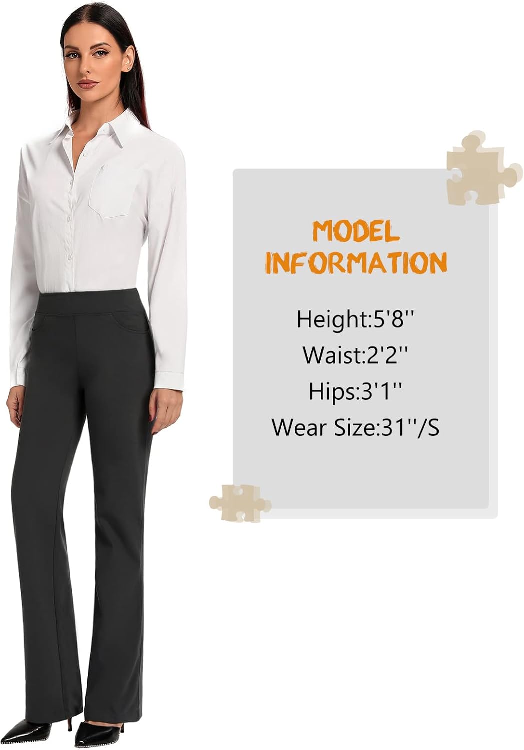 SEVEGO Women's Bootcut Dress Pants 29"/31"/33"/35" Inseam, High Waist Stretch Work Pants with Pockets - Image 6