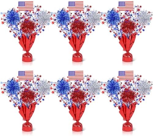 6 Pcs 4th of July Table Decorations, Red White Blue Patriotic Mem...