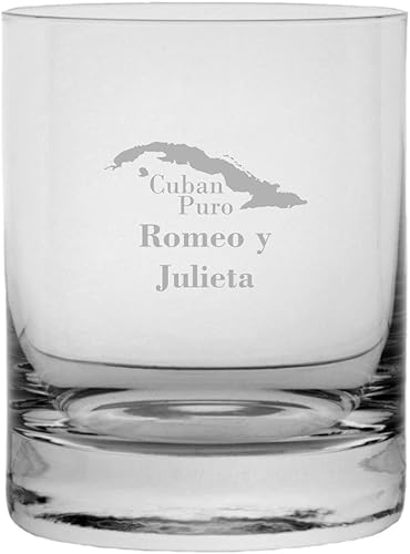 Miniatura 6 de Juan López - Vaso de whisky con diseño de cigarros cubanos grabado, 11 onzas