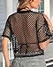 Women's Mesh Top Fishnet T Shirts Sheer Loose Short Sleeve See Through Crop Tops(Black,M)