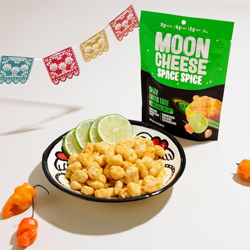 Moon Cheese Space Spice, Spicy Lunar Lime, Crunchy, Protein-Rich Cheese Snack Chips, Keto Friendly, 100% Real Cheese, Low Carb, Gluten-Free, No Sugar, 10 oz Bags (Pack of 2)