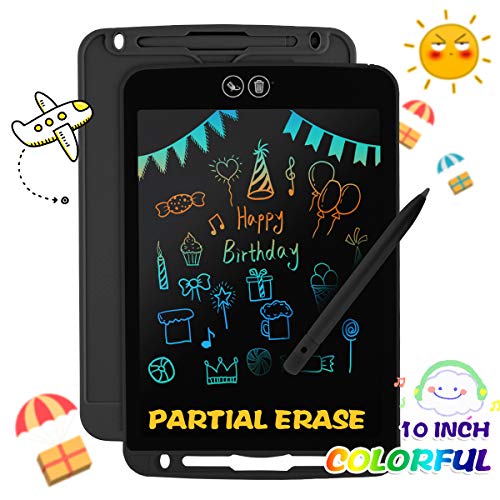 APLUGTEK LCD Writing Tablet, 10 inch Partial Erase Electronic Doodle Board, Portable Reusable