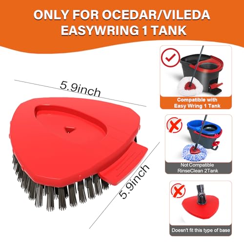 Image of Spin Mop Replace Scrub Brush Head Compatible with O Cedar EasyWring 1-Tank | Upgraded Dual-Texture Scrubber,Grey Soft for Foam & Black Stiff for Stain,20 Angled for Corners,Perfect for Kitchen,Bathroom