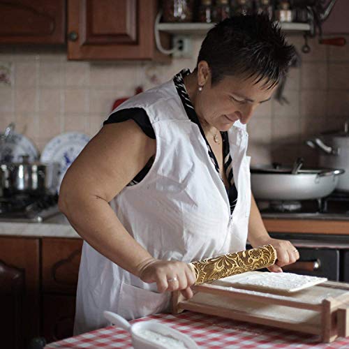 Embossed Rolling Pins Christmas Rolling Pin,3D Paisley Pattern Flower Snowflake Rattan Wooden Roll Pin Laser Engraved Rolling Pin Diy Tool For Kids And Adults To Make Cookie Dough (35*5) #TOP6