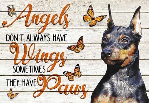 peiyeety Metal Tin Sign Angels Don‘t Have Wings Sometimes They Have Paws Dog Art Decorative 12x16 Inch Vintage Retro Wall Art Plaque For Dog Lover Home Living Room Bedroom Rustic Wall Decor