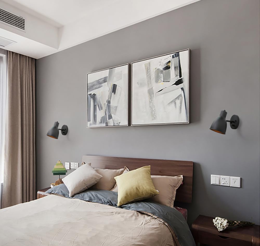 Pathson Dimmable Wall Sconce Lighting with Adjustable Light Head, Vintage Metal Wall Vanity Lighting, Hardwired Bedside Wall Light Lamp for Bedroom Living Room Bathroom Dining Room Study Room