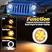 OVOTOR JK Turn Signal Lights White DRL Amber LED Front Grill Signal Parking Lights Smoke Lens Replace 2007-2017 Jeep Wrangler JK JKU