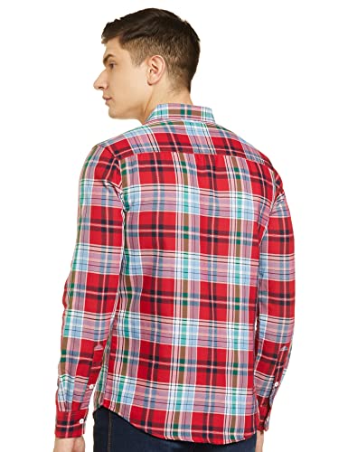 Image of The Indian Garage Co Men Slim Fit Checkered Full Sleeves Spread Collar Casual Shirt