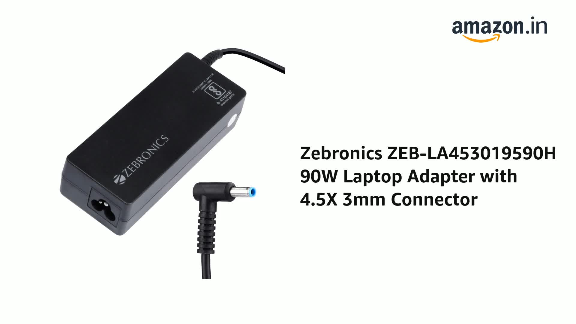 Zebronics ZEB-LA453019590H 90W Laptop Adapter with 4.5X 3mm