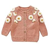 Cudilica Toddlers Baby Girls Clothes Floral Knit Cardigan Sweaters Long Sleeve Button Daisy Sweater