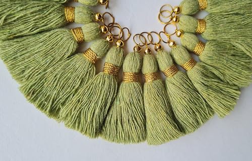 Image of Zippy Flora Micro 1.5 inch Length Cotton Handmade Tassels for Saree /Blouse /Dupatta /DIY /Decor (Pack of 12) (Seagreen)