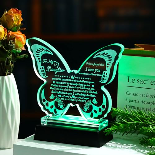 Papillon en cristal avec base LED Ornalrist de 13,6 cm, cadeau d'exception pour fille - 2