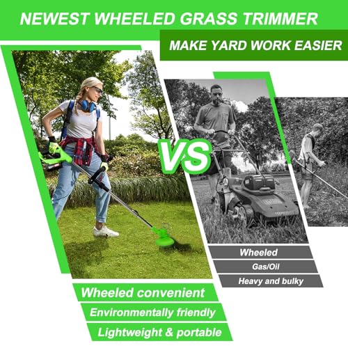 image for SHGYMY Electric Weed Wacker Cordless Eater 3 Battery,Foldable and Ligh