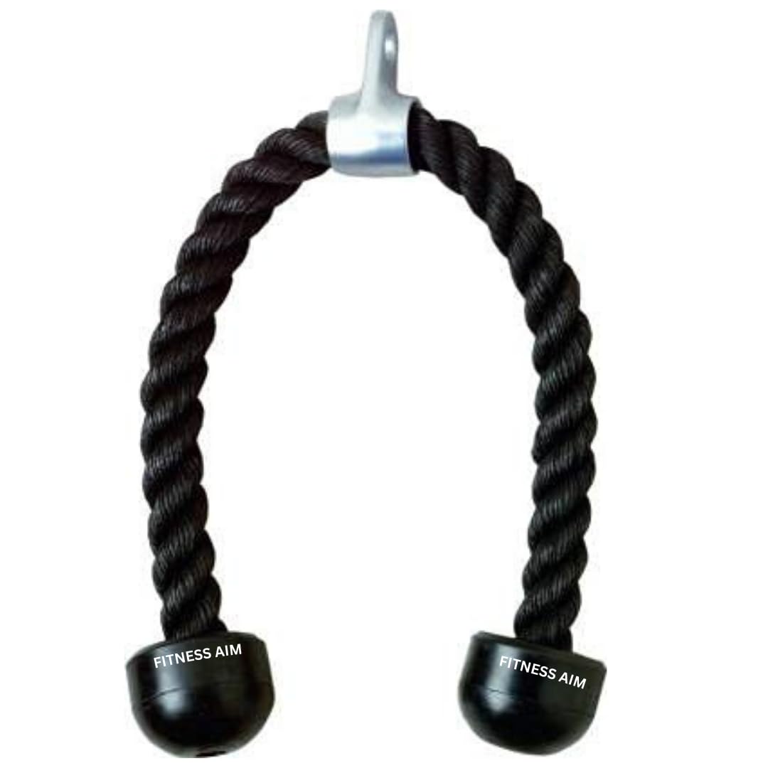FITNESS AIM Professional Tricep Rope Pull Down Fitness Cable Attachment- Lats, Biceps, Triceps, Gym or Home - 27" inch Tricep Rope - Black (Grade- Heavy)-image-36