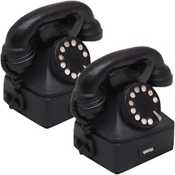 HOMSFOU 2pcs Retro Dial Phone Vintage Rotary Telephone Vintage Dial Phone Retro Phone Handset Rotary Phones for Landline Old Fashioned Dial Phone Micrphone Cell Phone Resin Nostalgia Child