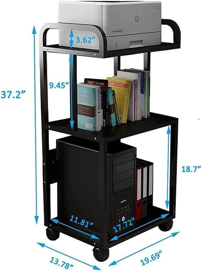 Supporto Stampante Scaffale per Stampante Mobile con Supporto per A 3 Livelli 4 Ruote E Ripiano Carrello per Moderno per L'home Office per Ufficio