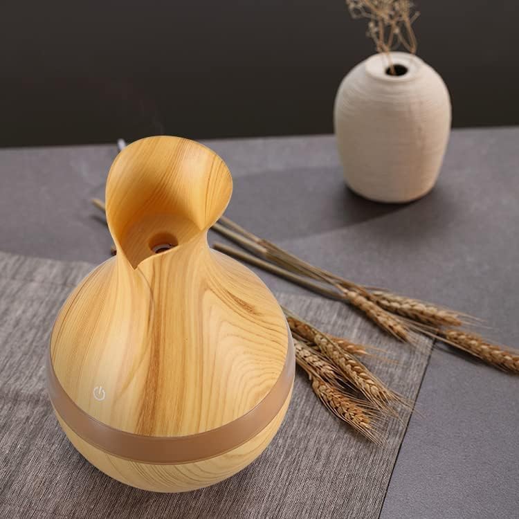mobigon Wood Cool Mist Ultrasonic Humidifier for Room Moisture, Aroma Diffuser for Home, 300ml Essential Oil Diffuser with 7 Colorful Night Light, Auto Shut-Off, Home, Office, car (C.Light Brown)