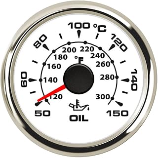 ELING Medidor de temperatura de aceite de 52 mm 50-150 ℃ con retroiluminación de 8 colores 9-32 V (acero blanco y inoxidable)