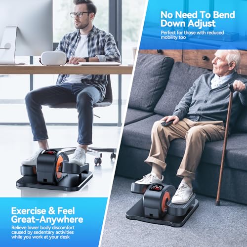 Image of GUGTTR Under Desk Elliptical Machine, Electric Elliptical Leg Exerciser for Seniors Fully Assembled, Quiet & Portable Electric Seated Pedal Exerciser with Remote Control & 12 Adjustable Speeds