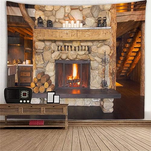Arazzo Camino Arazzo da Parete Casale di Campagna Stampa 3D Arazzi da Parete 150x130 cm, Decorazioni da Parete per Casa Soggiorno Camera da Letto a-7715