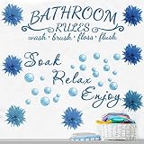 2 Pieces Bathroom Wall Decals Sticker Soak Relax Enjoy Bathroom Rules Wall Sticker Vinyl Quote Wall