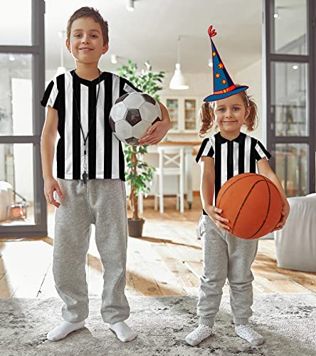 Amoy Referee Shirt Costume Kids Football Basketball Official Umpire Jersey Black White Stripe Pro Ref Uniform Short Sleeve #TOP4