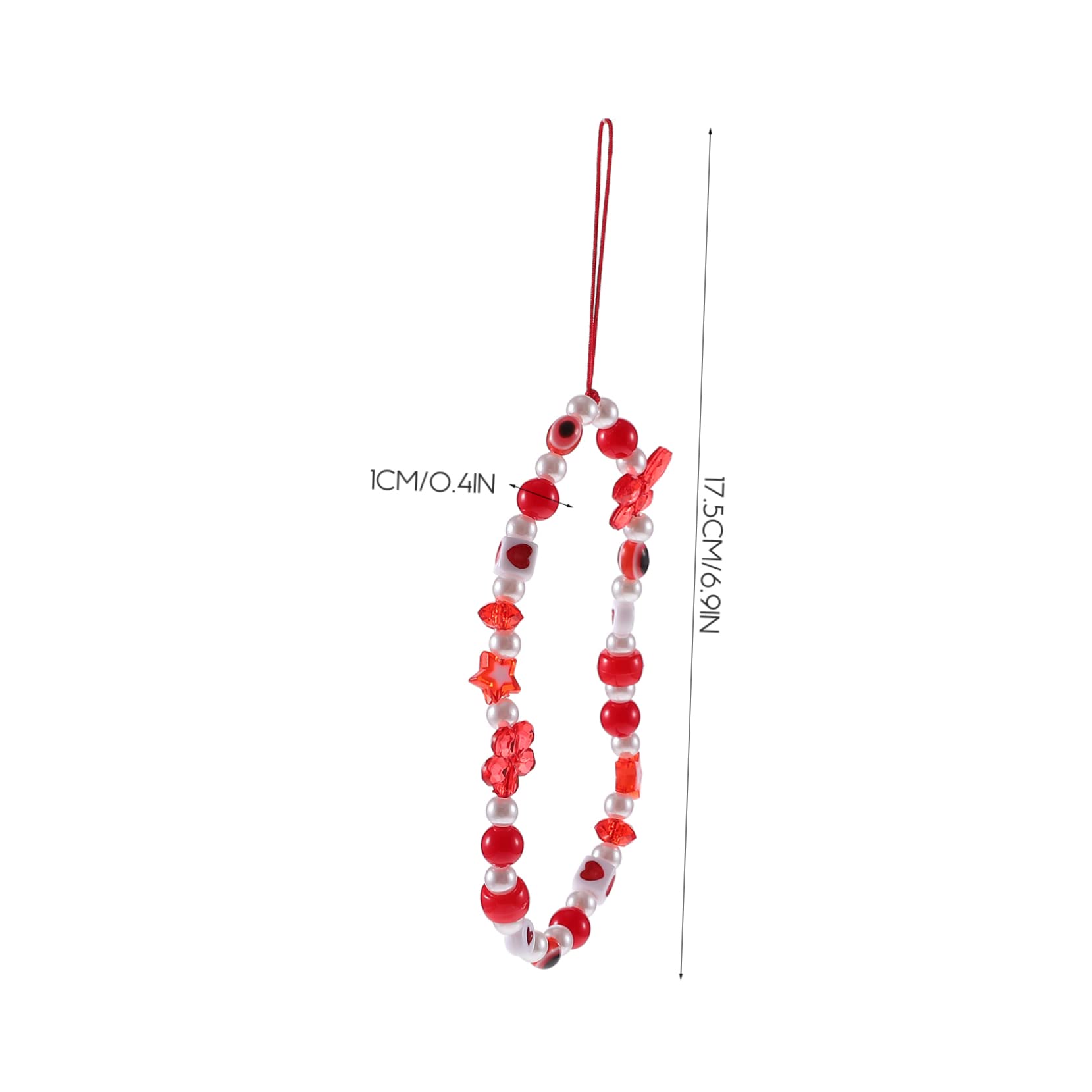 SHINEOFI Cadenas De Teléfono Con Cuentas De Ojo Suerte Decorativas Y Multiusos Para Smartphones Y Accesorios Rojo Y Blanco