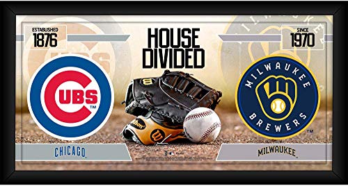 Chicago Cubs vs. Milwaukee Brewers Framed 10" x 20" House Divided Baseball Collage - MLB Team Plaques and Collages