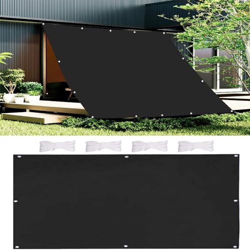 Voile d'ombrage polyester noir rectangulaire protection solaire 3 x 7 m - 2