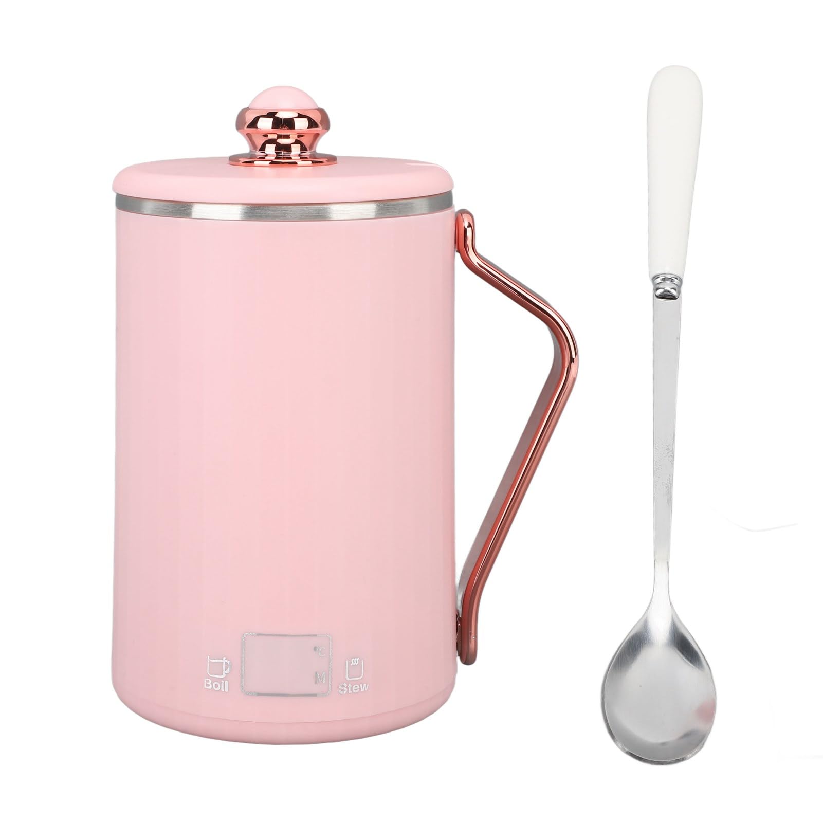 Generic Electric Kettle Stew Cup, Fast Heating 450ml Portable Health Cup Multifunctional 304 Stainless Steel for Travel (US Plug 110V), Cardamom pink, Generico8vuep2wsd-13