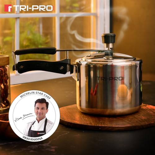 Image of Bergner TriPro Tri-Ply Stainless Steel 3L Inner Lid Pressure Cooker, Bakelite Safe Grip Handle, Triply Bottom, Healthy Cooking, Even and Faster Heating - Induction and Gas Stove Ready