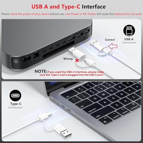 Image of OMOTON Wired Single Zone Keyboard for Mac, Ultra Slim Quiet Scissor Switch Keyboard with USB-A & Type-C Dual Port, Portable Office Keyboard Compatible with MacBook Pro /Air, iMac, Mac mini, Blue