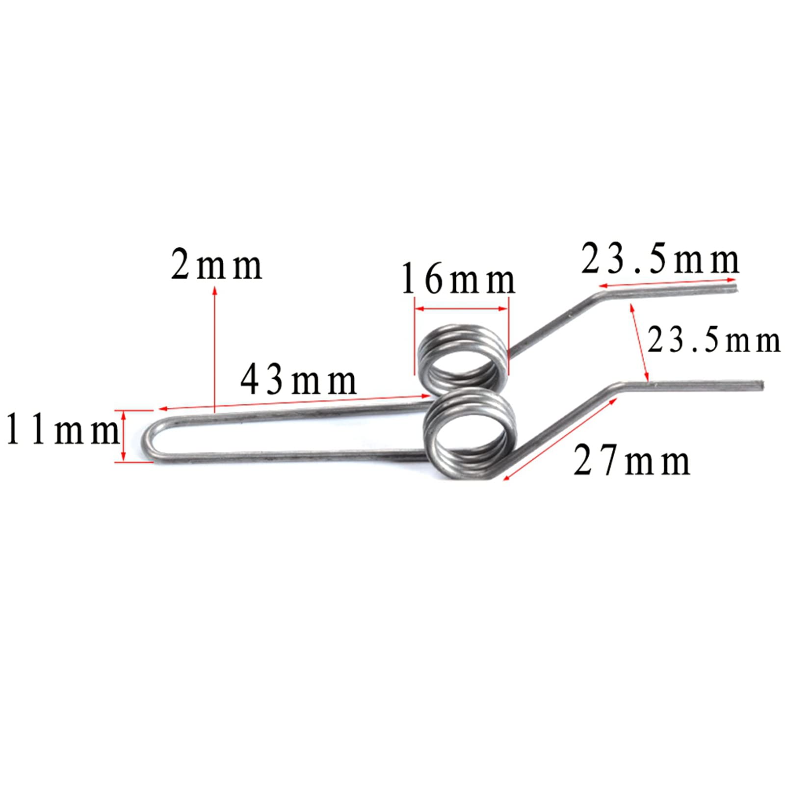 V-Spring,2Pcs Wire Diameter 2.0mm Spring Steel Double Torsion Spring Out Diameter 16mm
